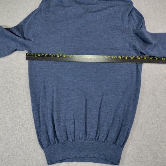 John Henric Merino Wool Sweater Mens *Medium Blue Collard Long Sleeve Polo - Picture 6 of 7